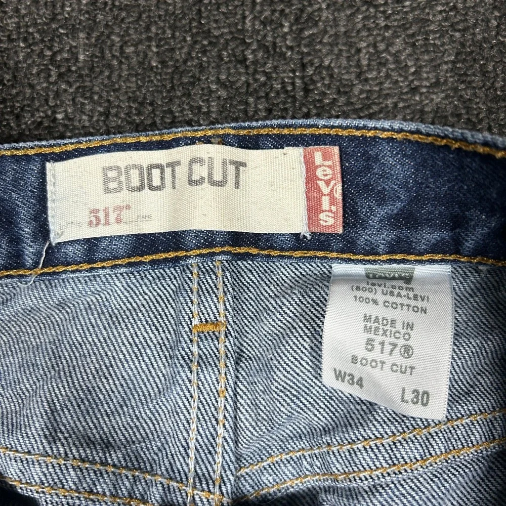 Levis 517 Bootcut Jeans Mens 34x30 Blue Medium Wash Excellent Denim Pants 0912